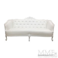 White Ornate Tufted Couch