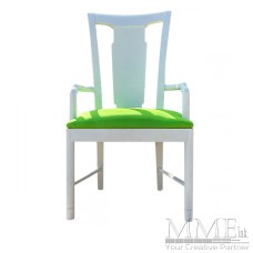 White Chair Green Cushion