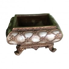 White & Gold Oriental Low Vase
